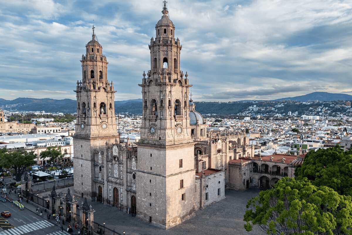Aerial View Of Morelia Cathedral, Mexico